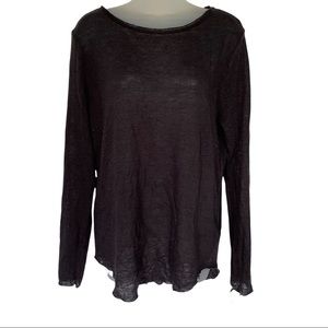 Divided Light Black Sweater Raw Hem Casual L